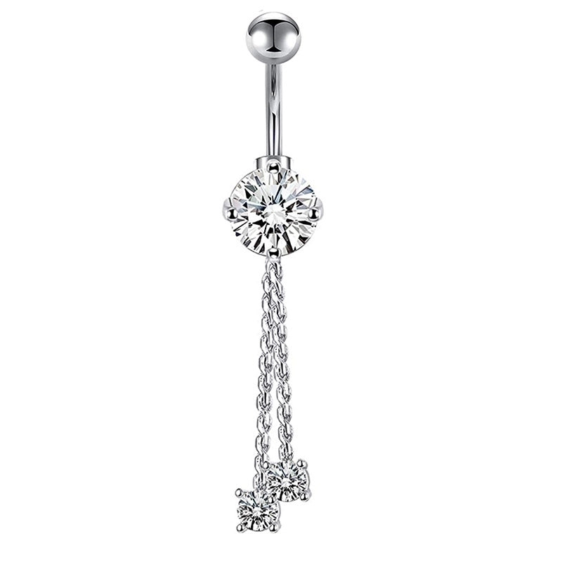 Minimalist Heart Shape Bow Knot Stainless Steel Plating Zircon Belly Ring