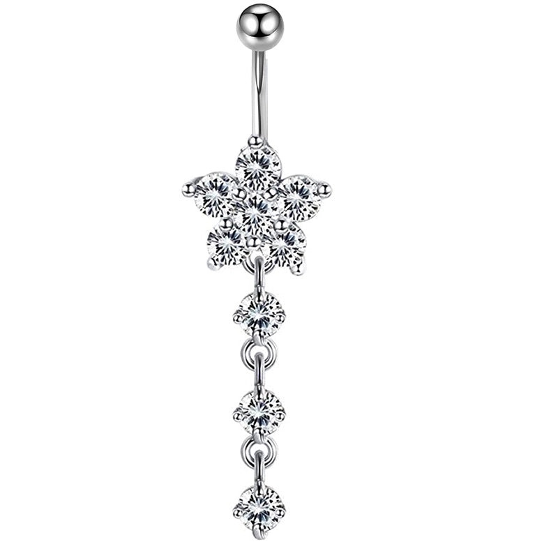 Minimalist Heart Shape Bow Knot Stainless Steel Plating Zircon Belly Ring