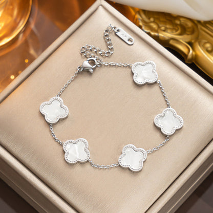Elegant 18K Gold Plated Titanium Steel Quadrilateral Women's Charm Bracelet