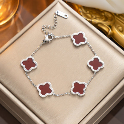 Elegant 18K Gold Plated Titanium Steel Quadrilateral Women's Charm Bracelet