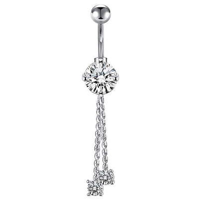 Minimalist Heart Shape Bow Knot Stainless Steel Plating Zircon Belly Ring