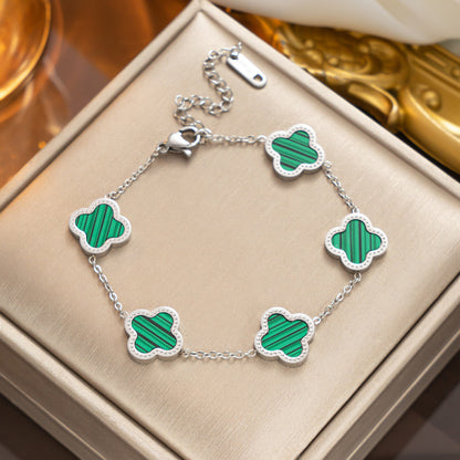 Elegant 18K Gold Plated Titanium Steel Quadrilateral Women's Charm Bracelet