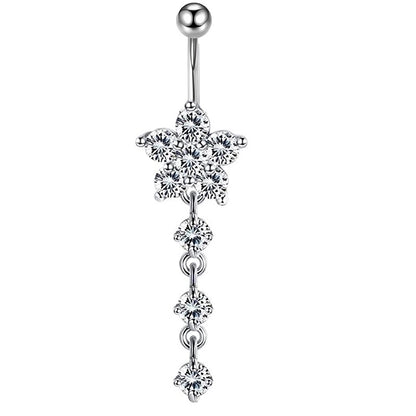 Minimalist Heart Shape Bow Knot Stainless Steel Plating Zircon Belly Ring