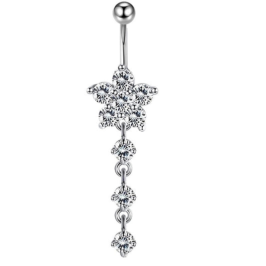 Minimalist Heart Shape Bow Knot Stainless Steel Plating Zircon Belly Ring