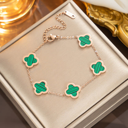 Elegant 18K Gold Plated Titanium Steel Quadrilateral Women's Charm Bracelet