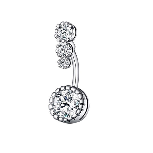 Minimalist Heart Shape Bow Knot Stainless Steel Plating Zircon Belly Ring