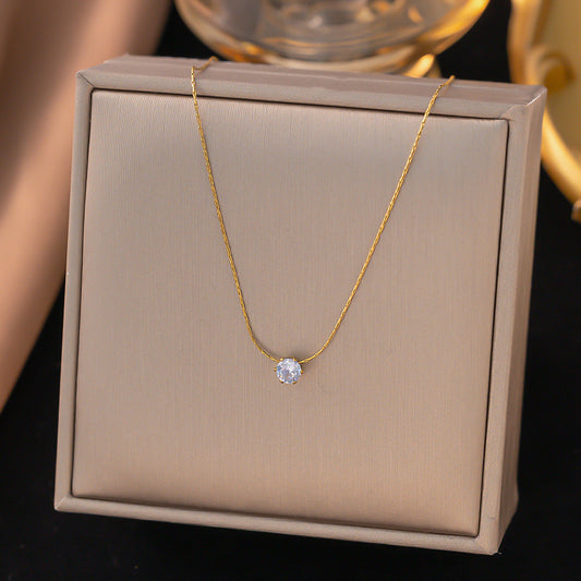 Позлатено колие с кръгъл циркон