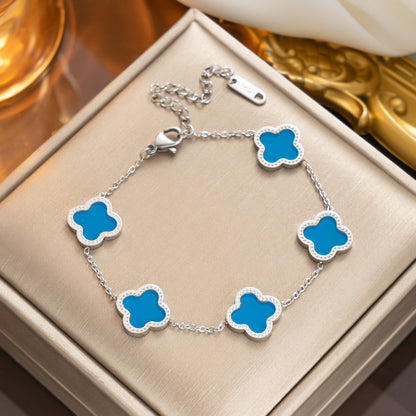 Elegant 18K Gold Plated Titanium Steel Quadrilateral Women's Charm Bracelet